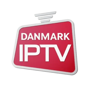 Logo for IPTV Danmark med rød og hvid gradient, symbol på pålidelig dansk IPTV service.