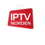 IPTV Norden logo i rød og hvid med tv-symbol og signalbølger