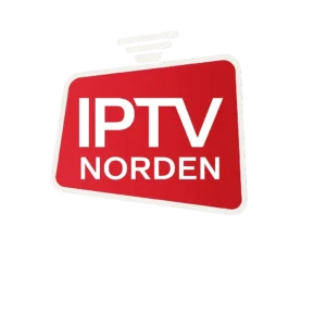 IPTV Norden logo i rød og hvid med tv-symbol og signalbølger