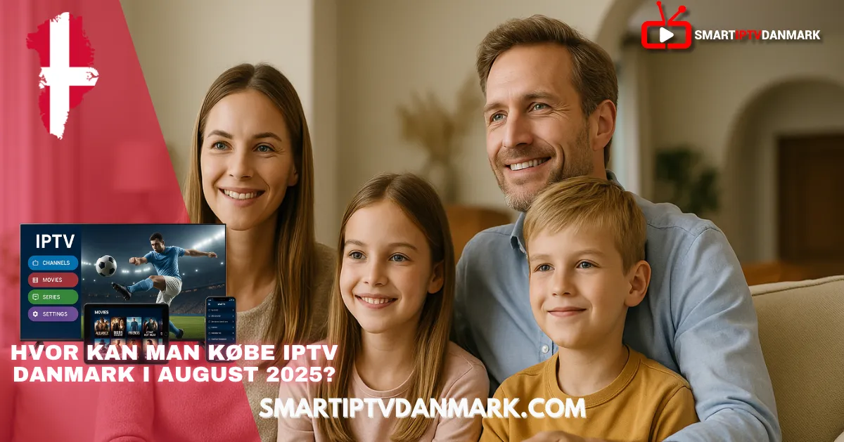 Dansk familie ser smart iptv danmark og iptv norden indhold på fjernsynet i Danmark.