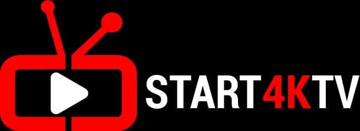 Logo for Start4KTV med rød TV-ikon og hvid play-knap på sort baggrund
